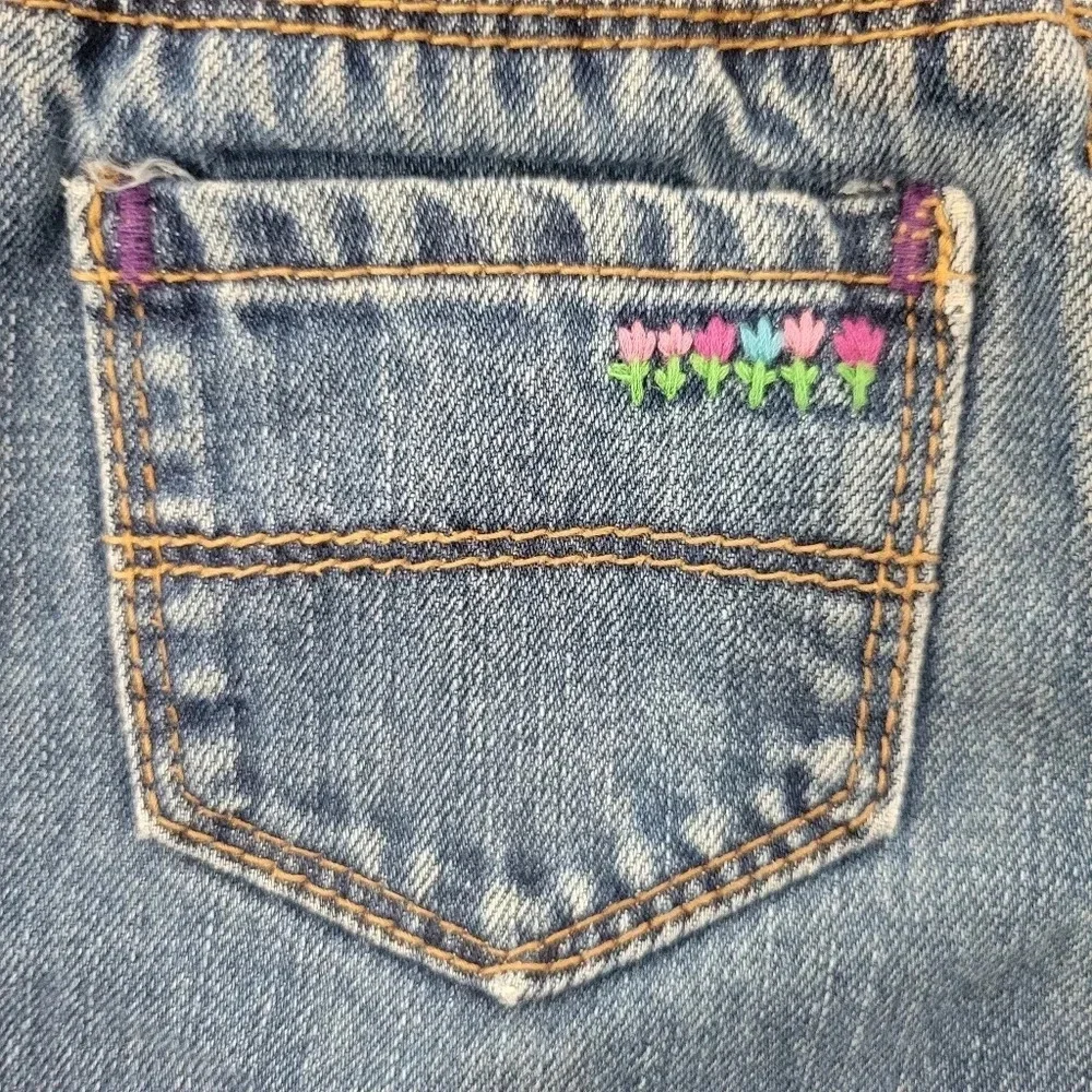 OshKosh Cotton Denim Embroidered Jeans Toddler Girl 24mo Cottagecore Boho